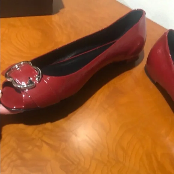 GUCCI Red Salandia Peep Toe Flats Size 40 (US 10) - Picture 9 of 9